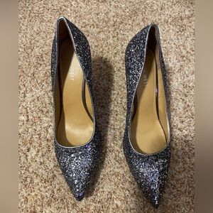 Womens High Heel-Glittery pewter